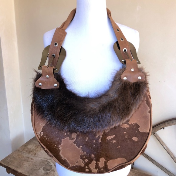 KIPPYS🇺🇸CA Handmade Steer Hide Fur Western Bag - Picture 9 of 10
